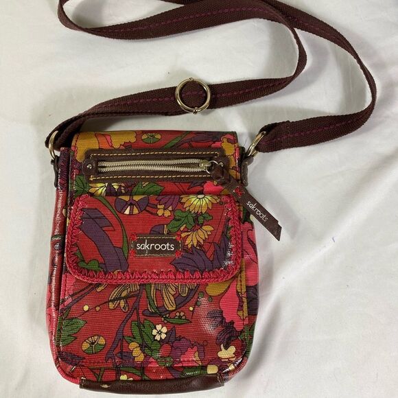 sakroots purse crossbody with adjustable strap pockets inside /Out - Picture 2 of 8